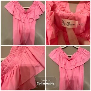 Pink Off-Shoulder Ruffle Top by Lyn Burches, Size Medium